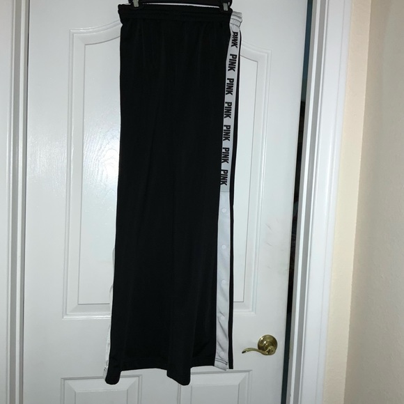 NWOT*** Victoria's Secret PINK Open Leg Snap Button Black Track Pant SIZE SMALL - Picture 5 of 7